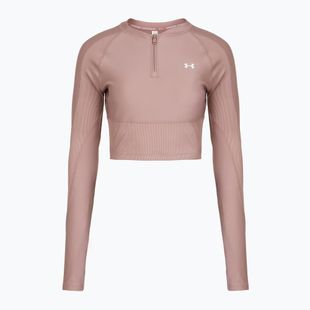 Women's training longsleeve Under Armour HeatGear Rib 1/4 Zip tourmaline pink/tourmaline pink/white