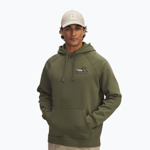 Men's sweatshirt Under Armour Rival Fleece HBR Logo Hoodie marine od green/stone