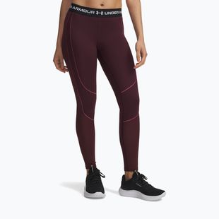 Women's training leggings Under Armour ColdGear Textured dark maroon/fuchsia dusk/white