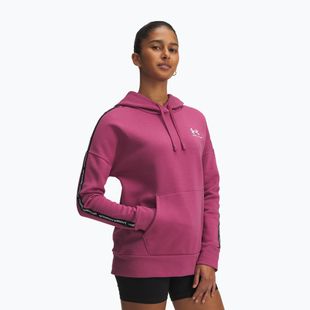 Women's sweatshirt Under Armour Icon Fleece Taped Hoody fuchsia dusk/white