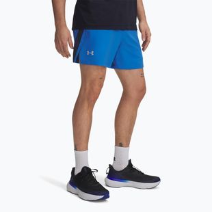 Men's running shorts Under Armour Launch 5" blue atlantis/washed navy/reflective