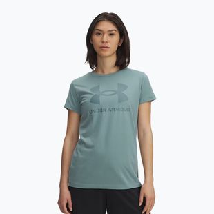 Women's training T-shirt Under Armour Rival Logo serpentine/jasper blue