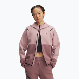 Women's sweatshirt Under Armour Unstoppable Fleece HZ tourmaline pink/maroon mist/black