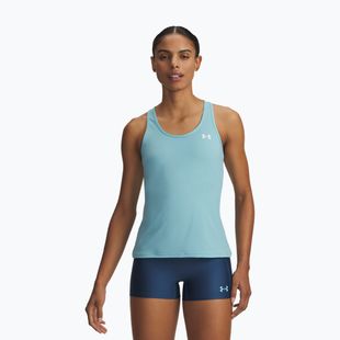 Women's training T-shirt Under Armour Tech Mesh Racer Tank blue haze/white