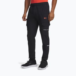 Men's training trousers Under Armour Tech Utility Woven black/castlerock/venom red