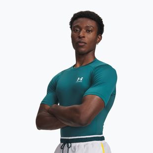 Men's training T-shirt Under Armour HG Armour Comp rack green/white