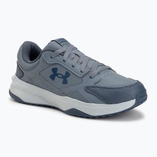 Men's training shoes Under Armour Edge Leather gravel/blue fog/blackout navy