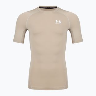 Men's training shirt Under Armour HG Armour Comp timberwolf taupe/white