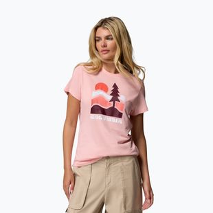Women's trekking T-shirt Columbia Ruby Springs Graphic Fitted pink sand/get hiked