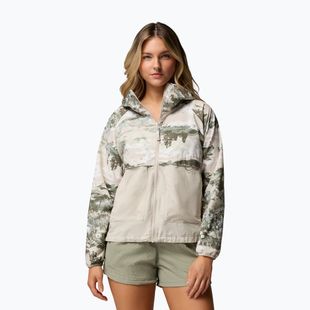 Women's wind jacket Columbia Spire Valley Printed Windbreaker safari fieldaze print/dark stone