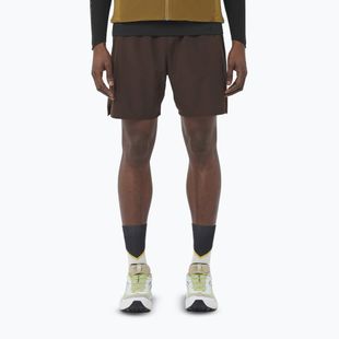 Men's running shorts Salomon Shakeout C 2IN1 7" coffee bean