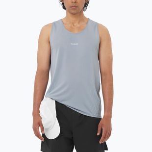 Men's running top Salomon Sense Aero Singlet GFX trade winds
