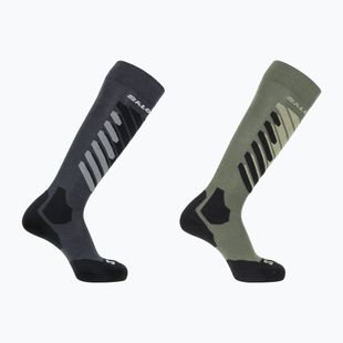 Ski socks Salomon S/Access 2-Pack anthracite/deep lichen green