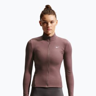 Women's training sweatshirt Nike One Fitted Dri-Fit Full-Zip burgundy tattoo/white