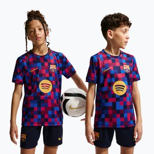 Children's football shirt Nike FC Barcelona Dri-Fit Pre-Match noble red/mineral yellow