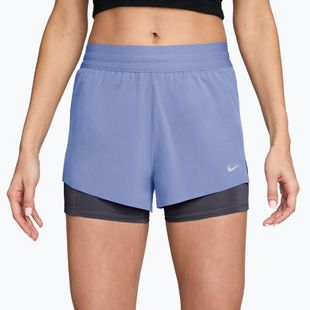 Women's running shorts Nike Swift Mid-Rise 2in1 aluminum/royal tint