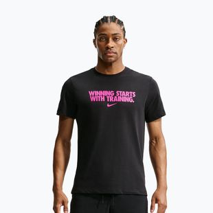 Men's training shirt Nike Dri-Fit Winning black/hyper pink