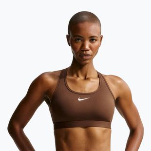 Women's sports bra Nike Swoosh Medium Support cacao wow/white