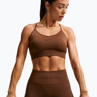 Women's sports bra Nike Pro Seamless Light Support Sports Bra cacao wow