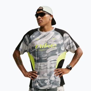 Men's running shirt Nike Dri-FIT Printed SS smoke grey/black/light lemon twist