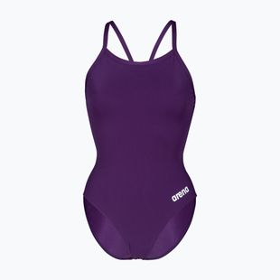 Ladies' one-piece swimsuit Arena Team Light Drop Solid plum/white