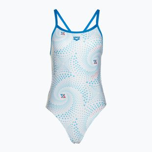 Women's one-piece swimsuit arena Fireflow Challenge back blue river/white multi