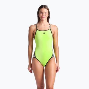 Women's one-piece swimsuit arena Icons Super Fly Back Solid artic lime/dark sage