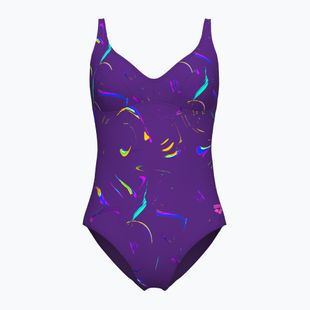 Women's one-piece swimsuit arena Abyss U Back multi plum/plum