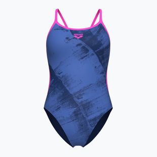 Women's one-piece swimsuit arena Arch Lace Back multi blue/navy/shocking pink