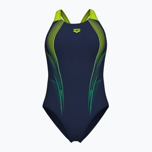 Women's one-piece swimsuit arena Blast V Back navy/artic lime