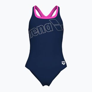 Women's one-piece swimsuit arena Logo Swim Pro navy/shocking pink