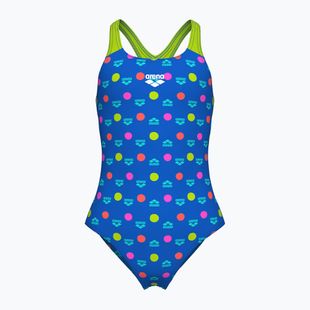 Children's one-piece swimsuit arena Multiple Dot Swim Pro Back multi blue/artic lime