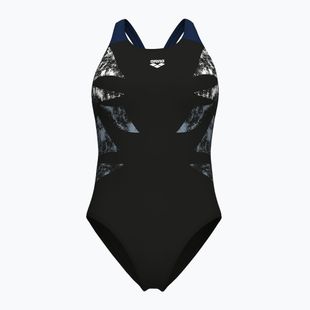 Women's one-piece swimsuit arena Graphic V Back black/navy