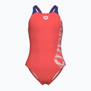 Children's one-piece swimsuit arena Graphic V Back calypso coral/royal