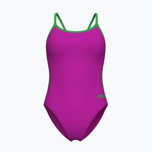 Ladies' one-piece swimsuit Arena Lace Back Solid very fuchsia/team green