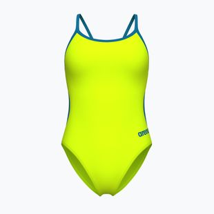 Ladies' one-piece swimsuit Arena Lace Back Solid artic lime/blue cosmo