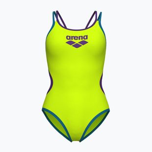 Ladies' one-piece swimsuit arena One Double Cross Back One Piece artic lime/plum/blue cosmo