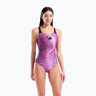 Ladies' one-piece swimsuit arena Peacock Swim Pro Back multi pink/black