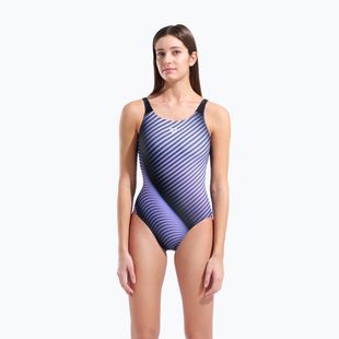 Ladies' one-piece swimsuit arena Night Light U Back blue multi/black