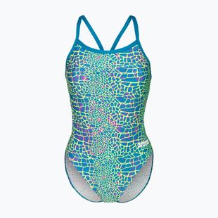 Ladies' one-piece swimsuit arena Snake Skin Challenge blue cosmo multi/blue cosmo
