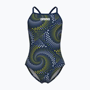 Children's one-piece swimsuit arena Fireflow Lightdrop Back navy/team navy yellow