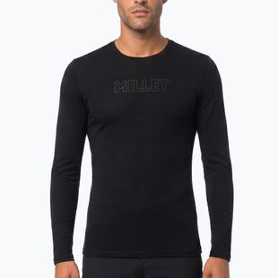 Men's long-sleeve trekking shirt Millet Ubic Wool LS Pullover black