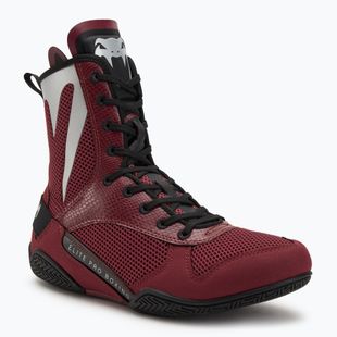 Venum Elite Boxing shoes wine lees/silver logo