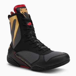 Venum Elite Boxing shoes stom grey/gold logo