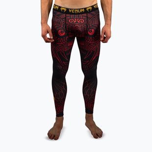 Men's training leggings Venum Quetzal Fury black/fury red/tangerine