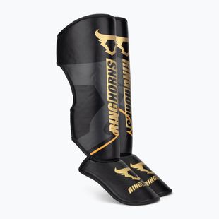 Shin and foot guards Venum Ringhorns Charger Shin black/gold
