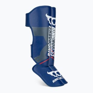 Shin and foot guards Venum Ringhorns Charger Shin navy blue/red
