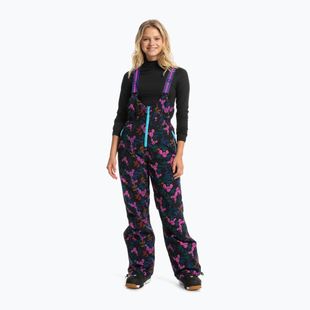 Women's snowboard trousers ROXY X Rowley Insulated Bib true black darkreds floral