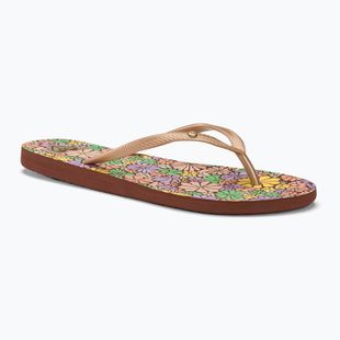 Women's ROXY Bermuda Print flip flops brown combo