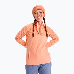 Women's ROXY Sayna Half Zip sweatshirt peach pink roxygram tonal